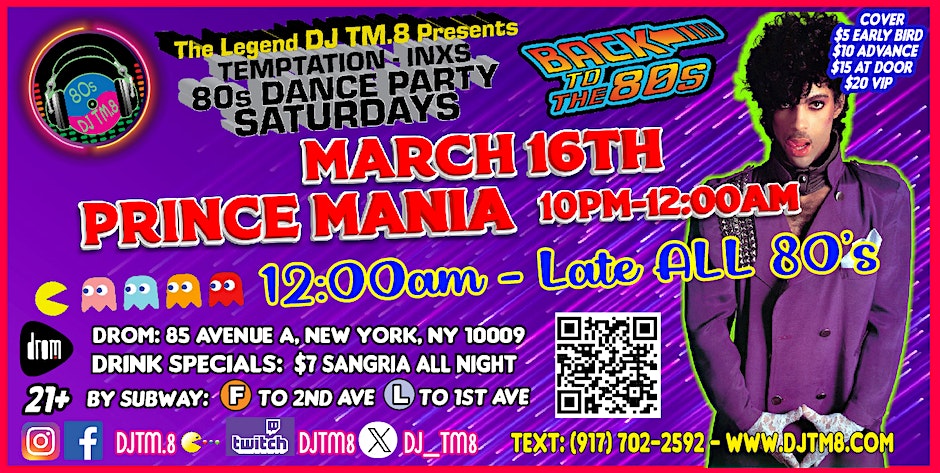 DJ TM.8 Presents: Prince Mania + 80's Hits