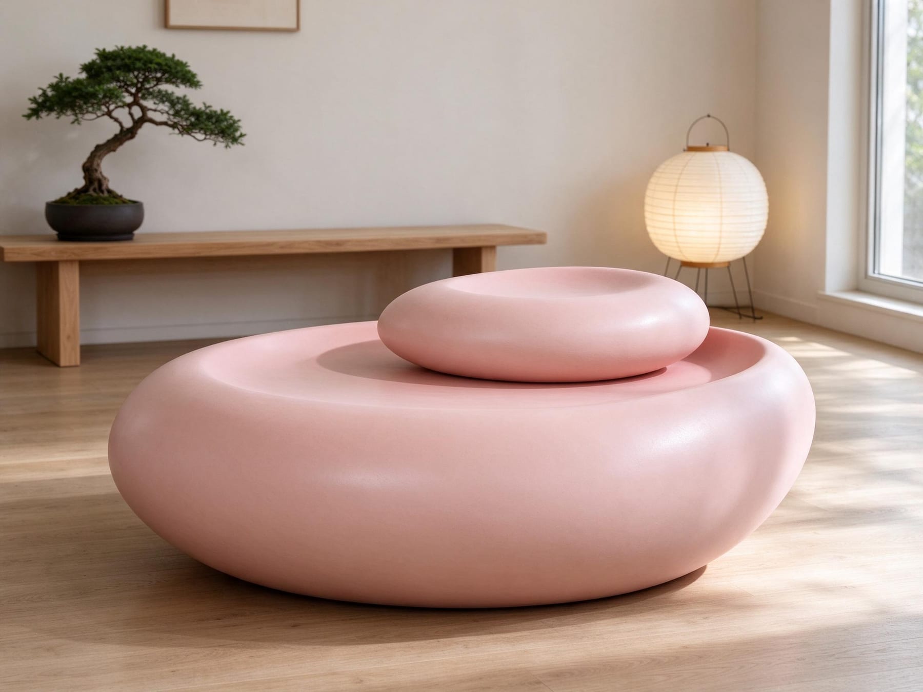 Nested blush-pink pebble coffee table