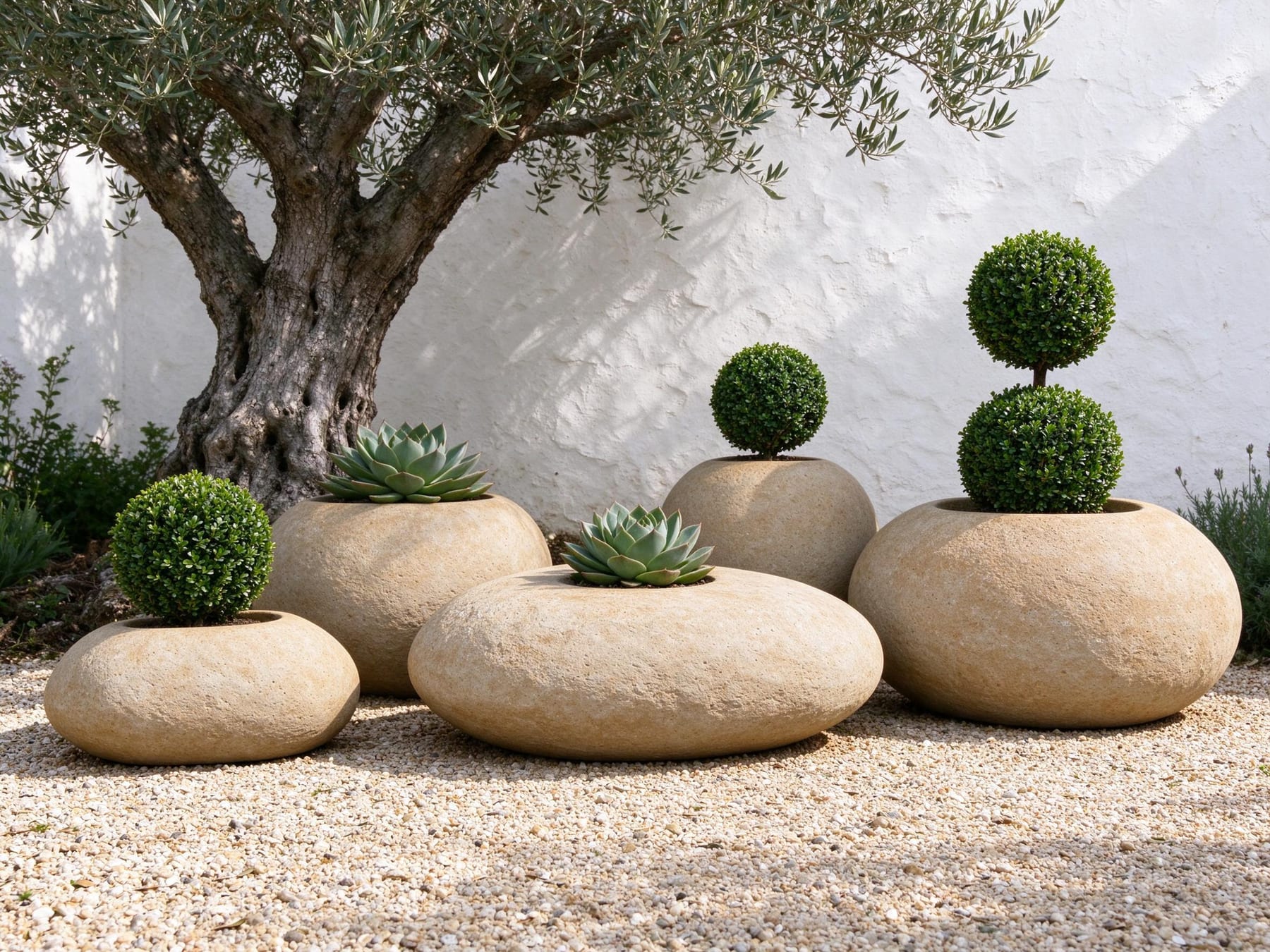 Stone Pebble Planters