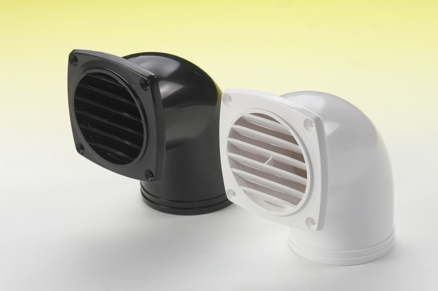 HAVALANDIRMA, 90° HORTUM ADP. PLASTİK.SİYAH Ø76MM