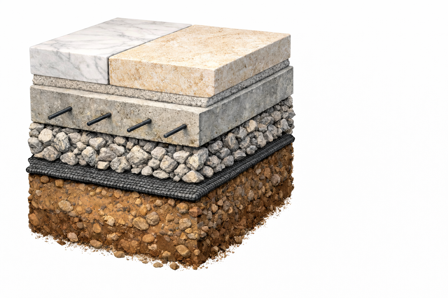 typical wet lay installation section marble or travertine pa