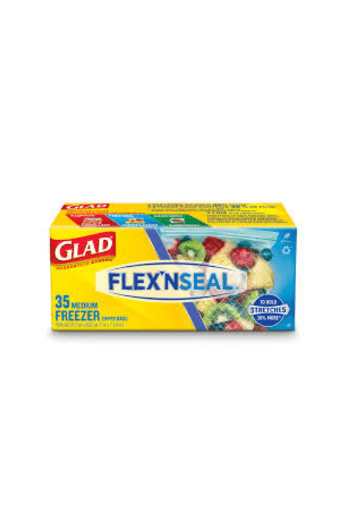 Glad Flex'n Seal + Freezer Storage Plastic Bags - 1 Quart 35ct