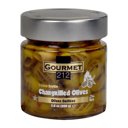 GOURMET212 Grilled Green Olives Pitted 7.7 oz