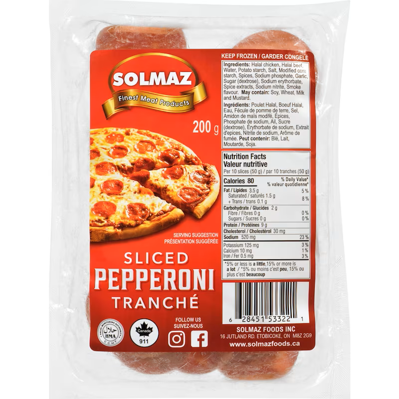 Solmaz Sliced Pepperoni (HALAL) 8oz (227gr)