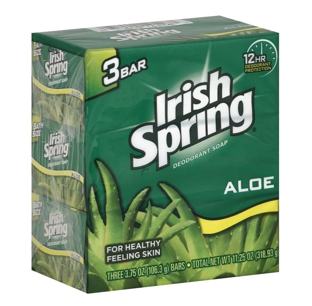 Irish Spring Bar Soap Aloe Vera 3x3.75oz (106 gr)
