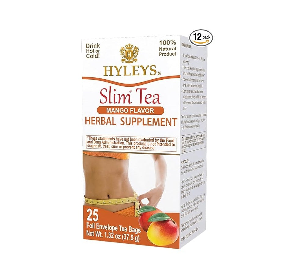 HYLEYS Slim Tea HERBAL SUPPLEMENT MANGO 1.32oz X 25pc