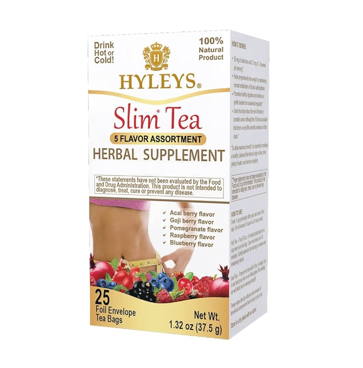 Hyleys Slim Tea 5 Flavor Assortment (1.32 oz) x 25 pcs (Kosher)
